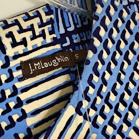J. McLaughlin Devon Mini Micro Plaid Sheath Dress Size Small Navy Blue Tan NWT - Picture 3 of 8